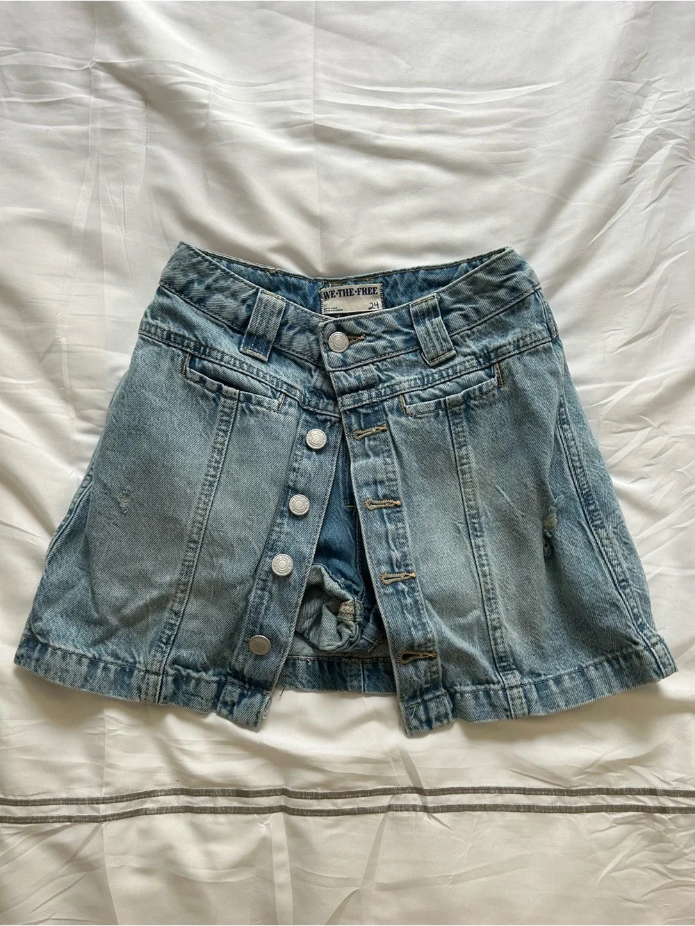 Free People Light Blue Denim Skort